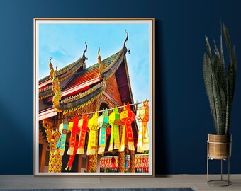 Thai Temple Lantern Festival Digital Print Wall Art Printable Download Colorful Decor Zen Room Decor