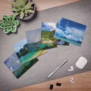 5-Multi Design Grußkarten St. John Rainbows Thailändische Inseln Sammlung leere Notizkarte Pin-Up-Mail persönliches Geschenk buntes fertiges Produkt