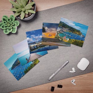 5 biglietti di auguri multi-design Catalina Island, Thai e US Piers and Sea Blank Note Card Pin Up Mail Regalo personale Prodotto finito colorato