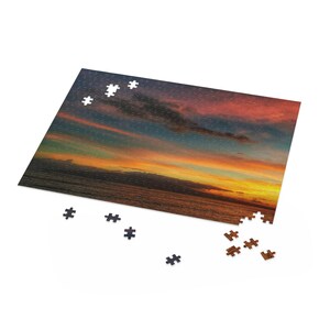 Puzzles Jigsaw Photo Maui Hawaii Lahaina Sunset 252 and 500 Piece Gold Blue Finished Product Family Friendly Game Night Vacation Home