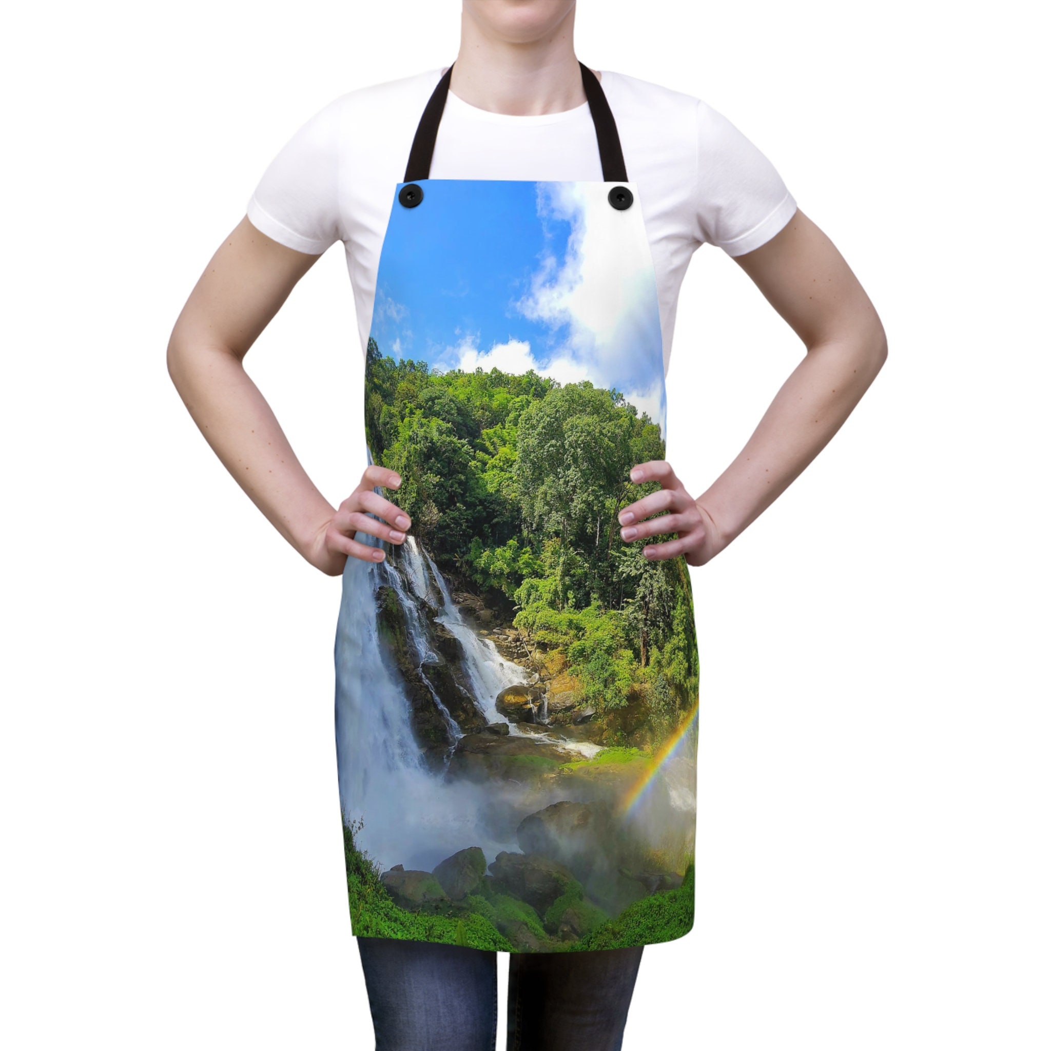 Apron Kitchen Accessory Tropical Thai Waterfall Rainbow Jungle Nature Lovers Apparel