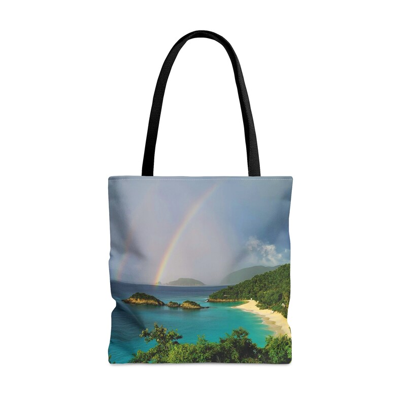 Tote Bag USVI St. John Tropcial Rainbow Beach Reusable Multi Purpose