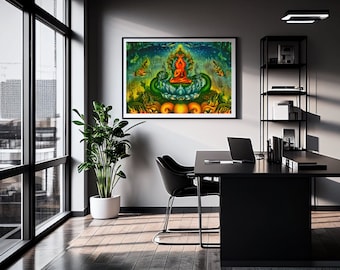 Blue Temple Ceiling Chiang Rai Thailand Digital Download Print Buddhist Wall Art Zen Spa Room Decor