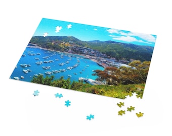 Puzzles Jigsaw Photo Catalina Island California Harbor Boats 252 and 500 Piece Product Family Friendly Game Night Vacation Home