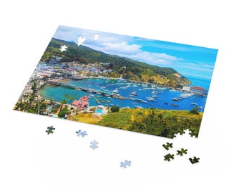 Jigsaw Puzzle California Beach Town Avalon Harbor Catalina Island 252 and 500 Piece  Friendly Game Night Gift Vacation Home
