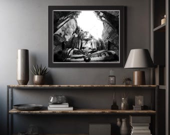 Black and White Seated Buddha Print, Thailand Zen Decor (Digital Download)