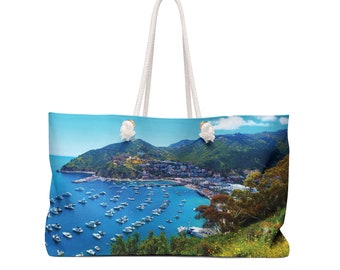 Weekender Bag Catalina Island Avalon Harbor Beach Tote Finished Product