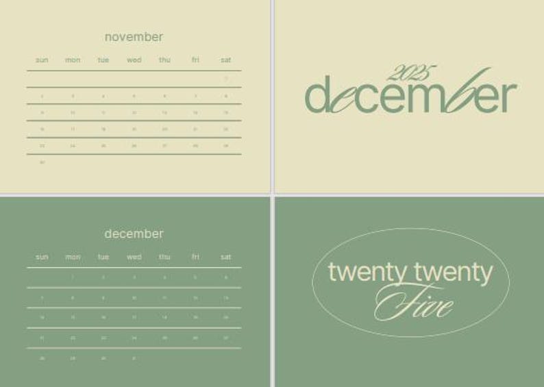 Calendar 2025 Sage & Cream Etsy Australia