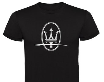 Maserati Black T-shirt Man Unisex  100% Cotton