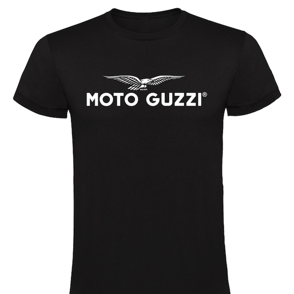 Moto Guzzi Black T-shirt Man Unisex  100% Cotton