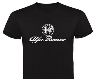 Alfa Romeo T-shirt Nera Uomo Unisex 100% Cotone
