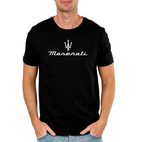 Maserati Black T-shirt Man Unisex  100% Cotton