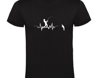 Vissen Pulse Line T-shirt, Fisher Gift T-shirt, ik hou van vissen Shirt