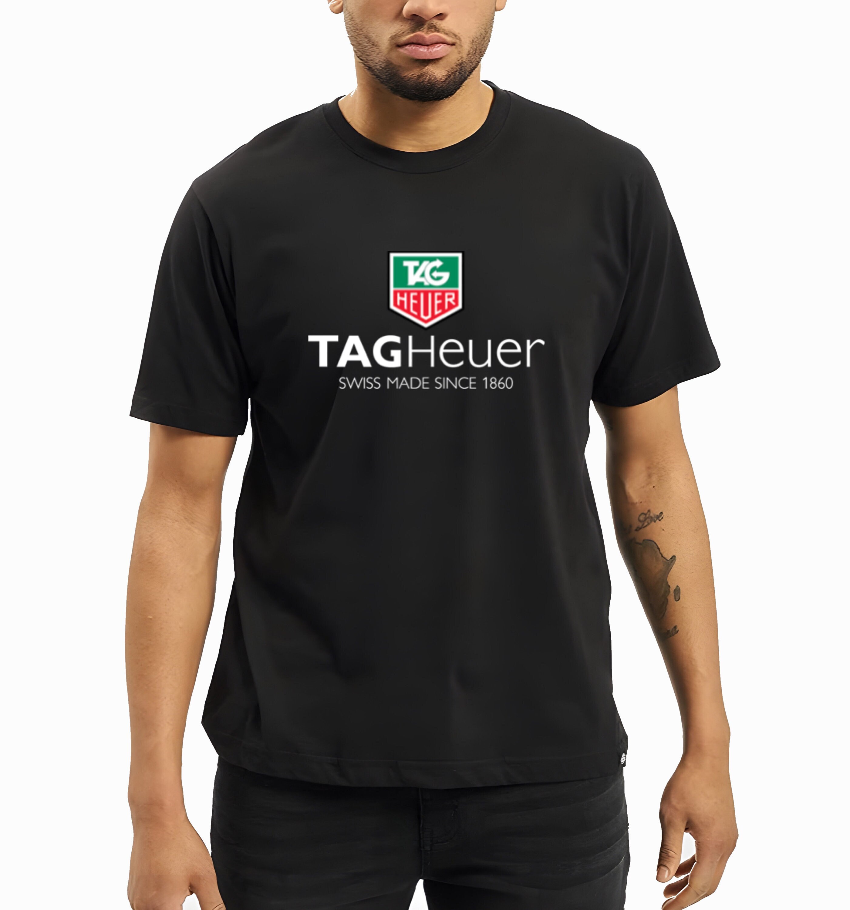 Black T shirt Tag Heuer Watch Unisex hronographtee Shirt 100
