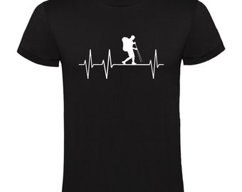 Wandelen Pulse Line T-shirt, sportief cadeau T-shirt, liefde voor wandelliefhebbers shirt