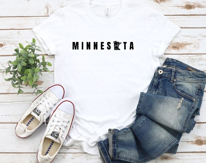 MINNESOTA Short Sleeve Tee, State Pride Shirt, Soft Cotton Shirt, Casual Comfy Unisex T-Shirt