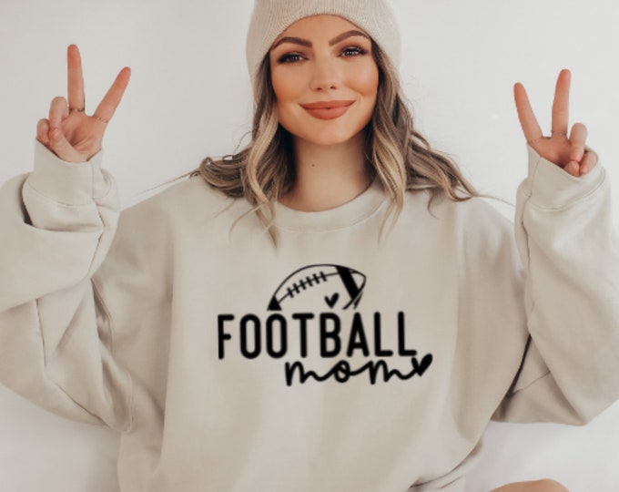 FOOTBALL MOM, GAMEDAY Sweatshirt, Crew Neck Sweatshirt, Cuff Sleeve Cotton Unisex Sweatshirt for Football Lovers