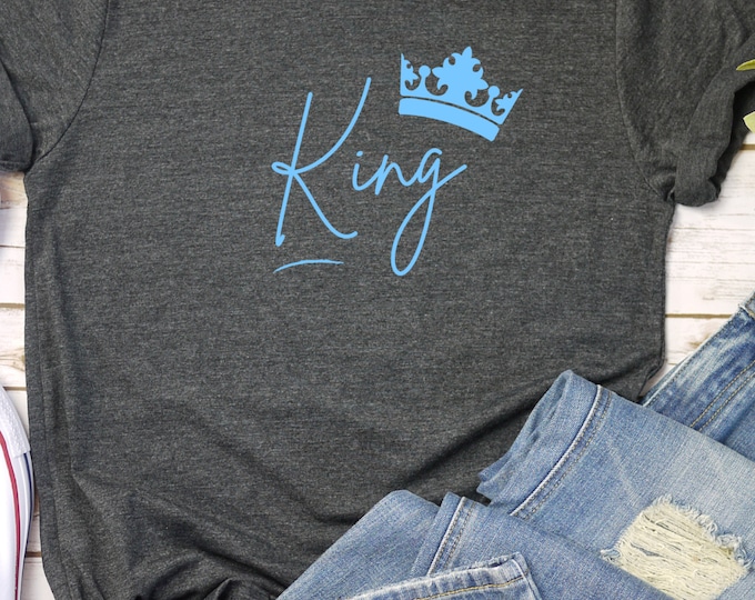 KING CROWN, Husband Wife Shirt, Crown Shirt, Soft COTTON Shirt, Modern Comfortable Unique Causal Short Sleeve Classic Unisex T-Shirt