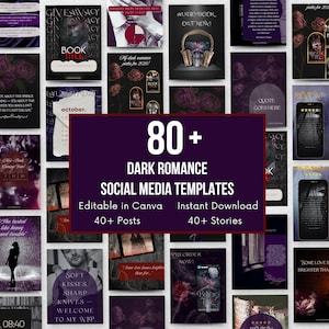 Szablony do mediów społecznościowych o tematyce mrocznego romansu | Zestaw promocyjny Canva Book (do pobrania w wersji cyfrowej)