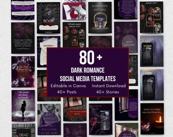 Dark Romance-sjablonen voor sociale media | Promotiekit voor Canva-boeken (digitale download)