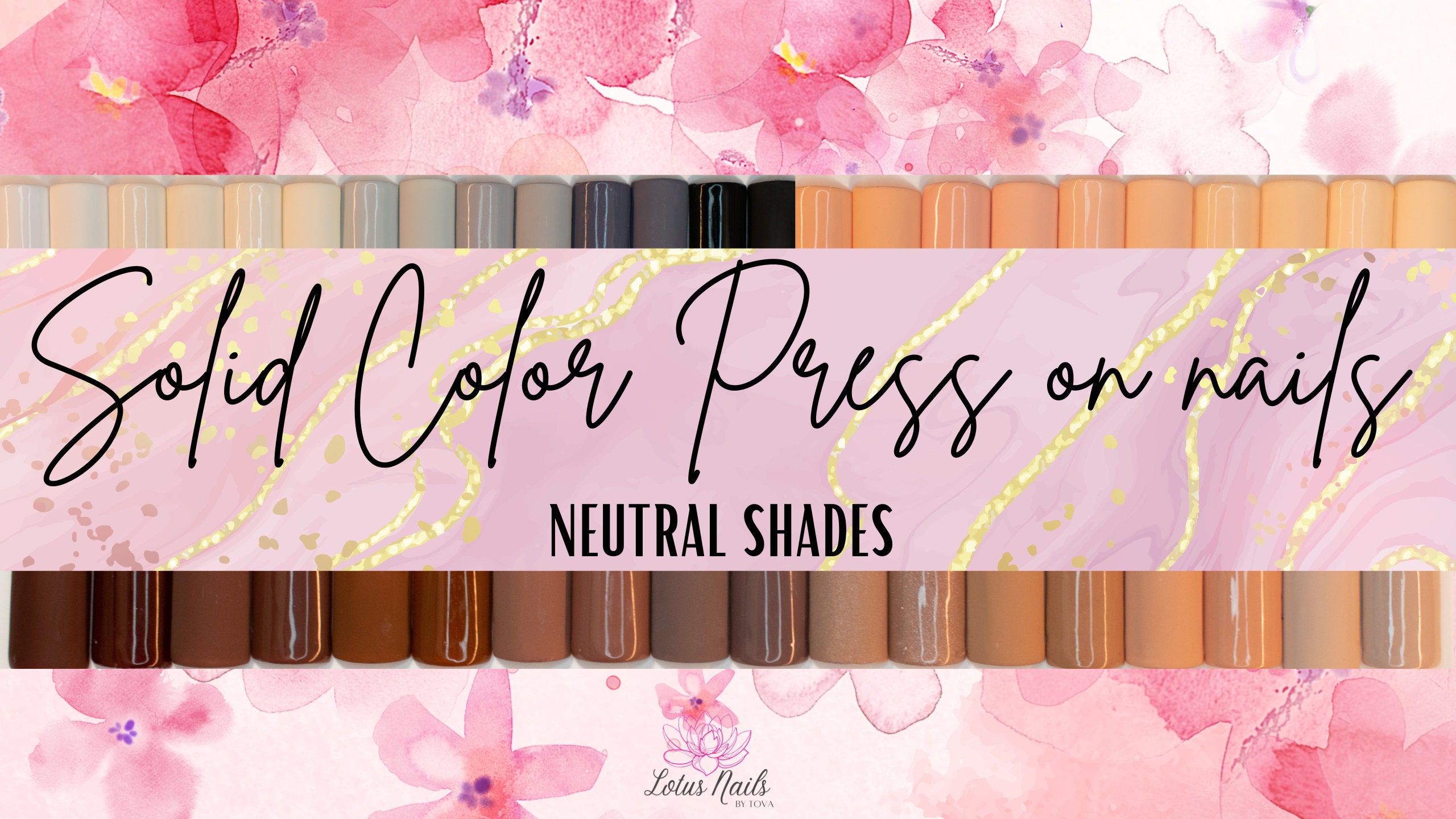 Solid color press on nails, no design, neutral shades of gel polish