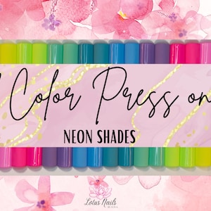 Solid color press on nails, neon gel polish