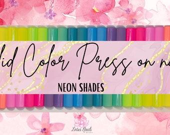 Solid color press on nails, neon gel polish
