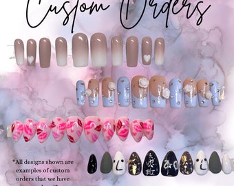 Uñas postizas personalizadas pintadas a mano: Arte de uñas personalizado