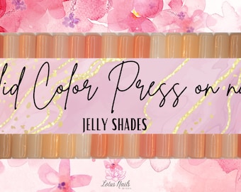 Solid color press on nails, jelly gel polish