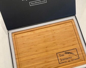 Custom Engraved Bamboo Cutting Board – Personalized Wedding Gift