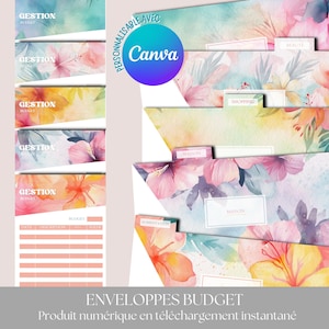 Set of 5 budget envelopes for personalized wallets - TO PRINT AND LAMINATE - Customizable via Canva - Divider