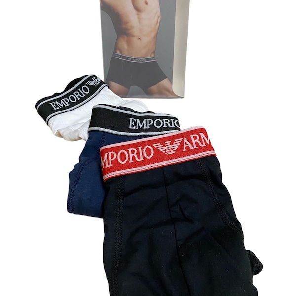 Emporio Armani Boxer Short , Men’s Cotton Stretch Boxers, Pack Of 3 Underwear