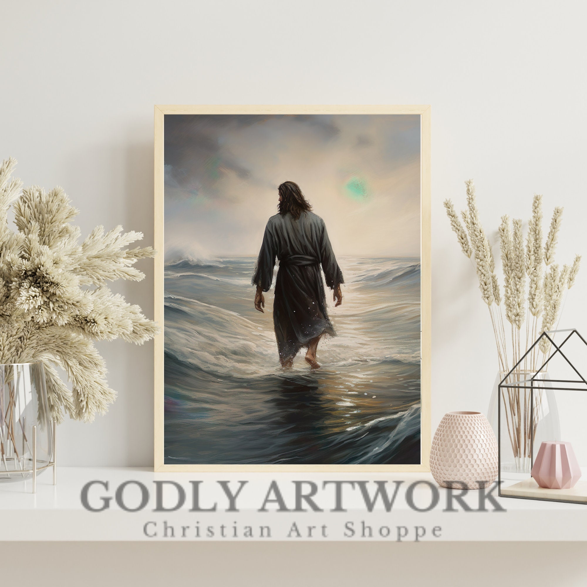 Jesus Walking on Water Wall Art, Christian Art, Home Decor, Office ...