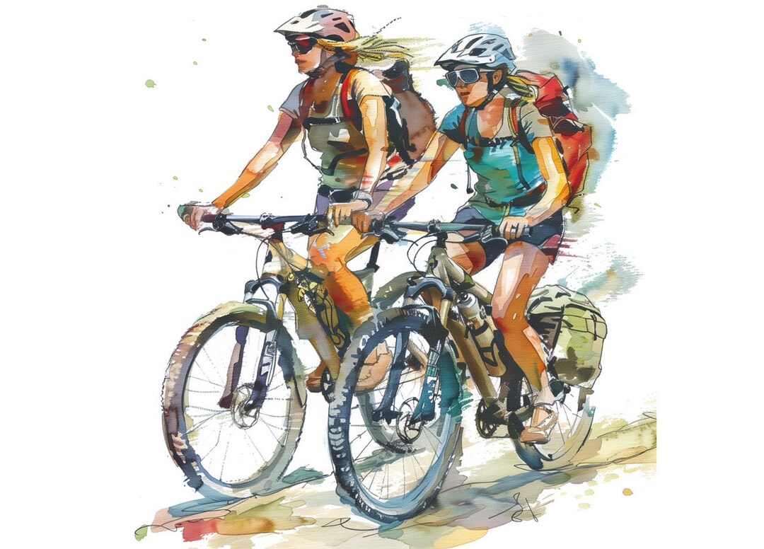 Bikepacking Watercolor Clipart, Bikepacking Sublimation, Gravel Bike