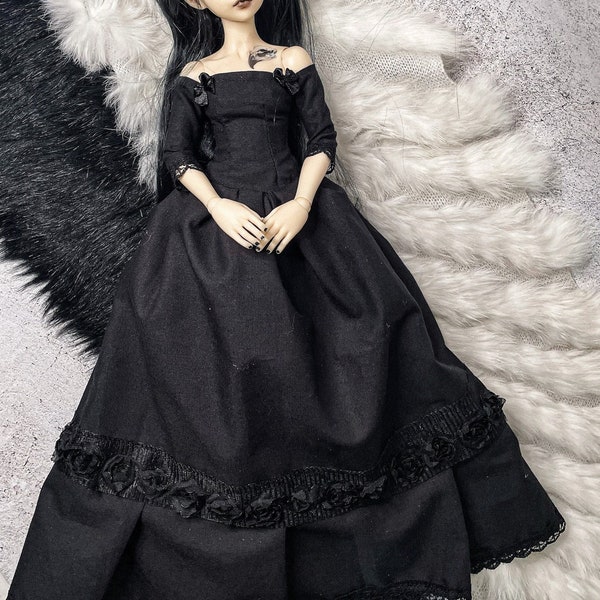 Gothic black lady dress BJD 1/4 Minifee MSD slim, Kid Delf, Soulkid, Hujoo, Ellowyne Wilde