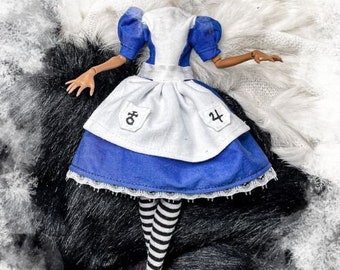 Madness Alice Wonderland blue white dress doll clothes custom