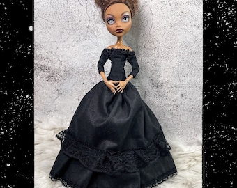 Black gothic lady dress monster doll clothes custom