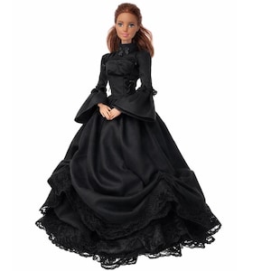 Tenue Victorienne 2 Pièces : Veste Et Jupe Noire En Dentelle Transparente - Taille M