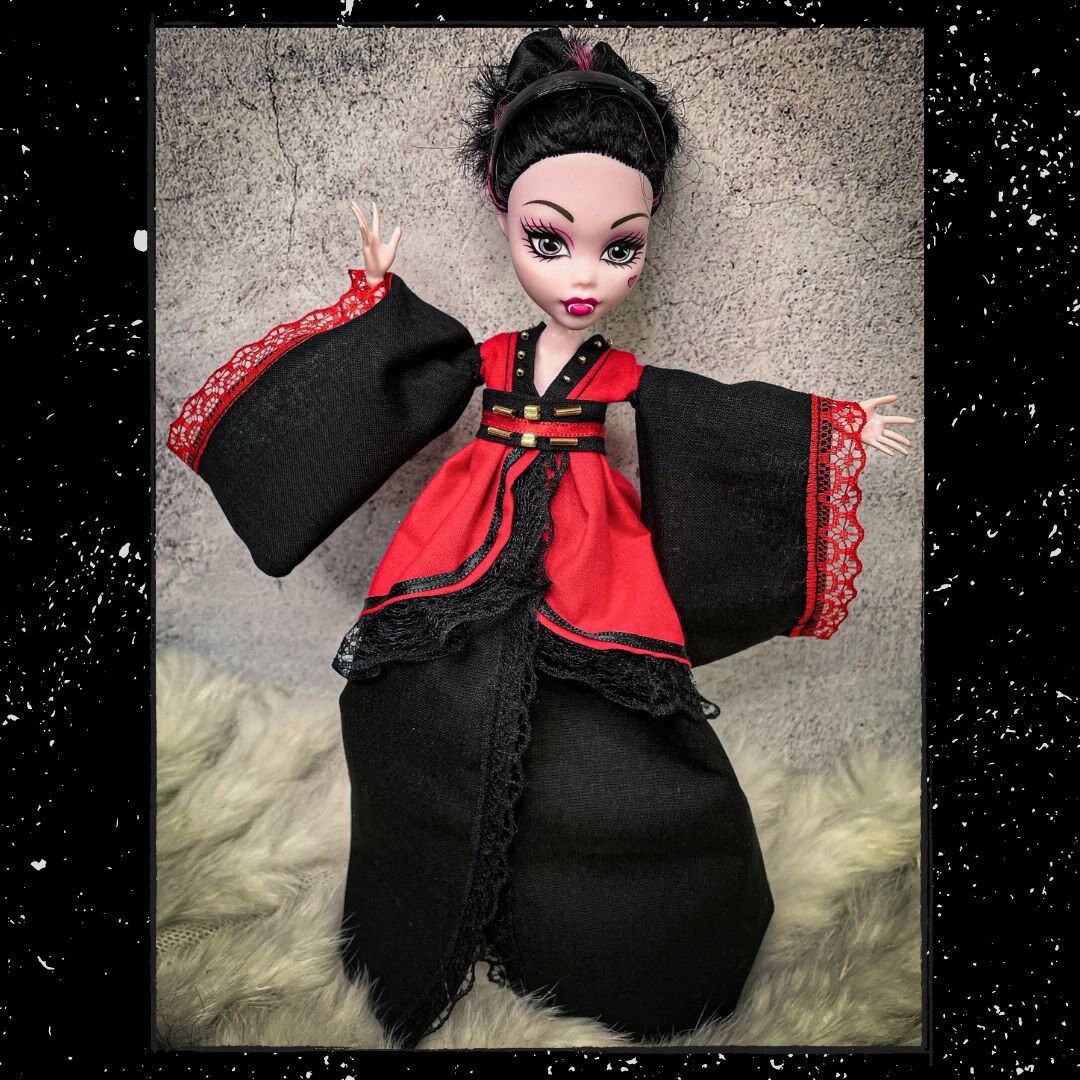 Kimono Casual Black and Red Monster High Doll Clothes Custom - Etsy
