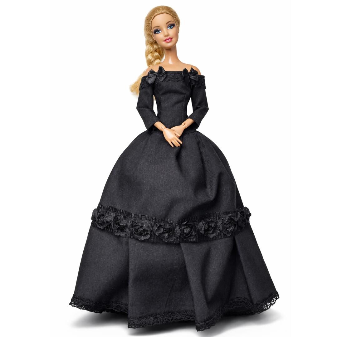 ビクトリアン風ドレスの人形 高さ約65cm ビクトリア朝風の黒の婦人ドレス、ファッション、11.5インチ、30cm