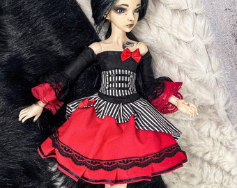 Red stripes wonderland set clothes BJD 1/4 Minifee MSD slim, Kid Delf, Soulkid, Hujoo, Ellowyne Wilde