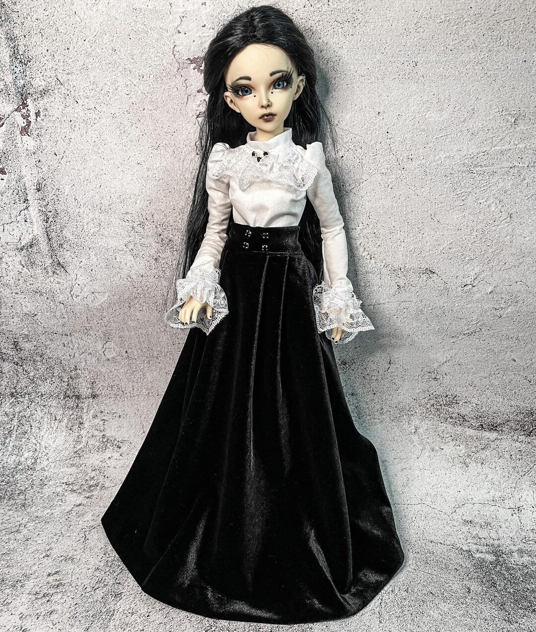 White Black Velvet Victorian Set Clothes BJD 1/4 Minifee MSD Slim, Kid