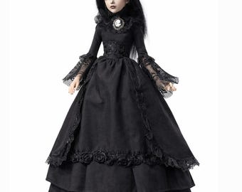 Gothicana Viktorianische Dame schwarzes Kleid BJD 1/4 Minifee MSD schlank, Kid Delf, Soulkid, Hujoo, Ellowyne Wilde