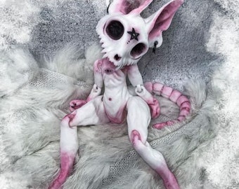 OOAK Flexible BJD Demon Cat Puppe satanische schwarze Magie