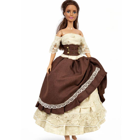 brown steampunk dress Lady for Fashion 11,5 Inch 30 Cm Size Doll Clothes lavender satin formal dress Karina aespa black dress Size:S (34-35 sleeve length) and lace