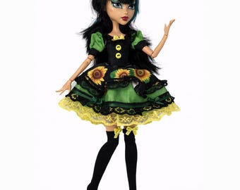 Sunflower dress and socks doll clothes custom