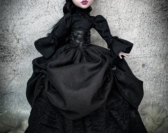 Black victorian dress doll clothes custom