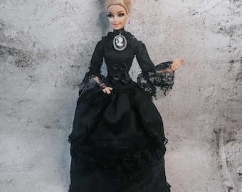 Black Gothic lady dress for fashion 11,5 inch 30 cm size doll clothes