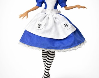 Madness Alice Wonderland blue white dress doll clothes custom
