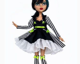 Black/White stripes set clothes for doll clothes custom